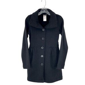 Patagonia Pea‎ Coat Women S Black Button Pockets Pleated Front Fleece Jacket